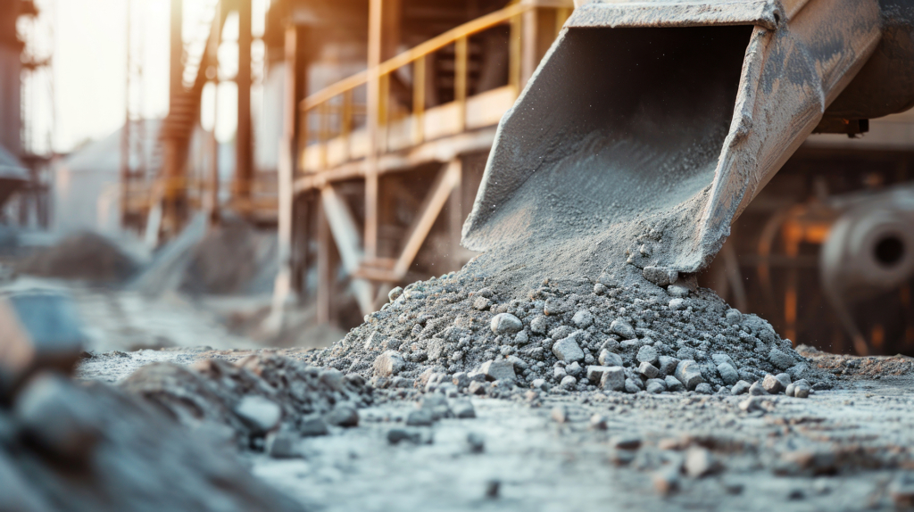 The cement production process, capturing the various stages invo