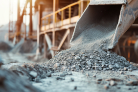 The cement production process, capturing the various stages invo